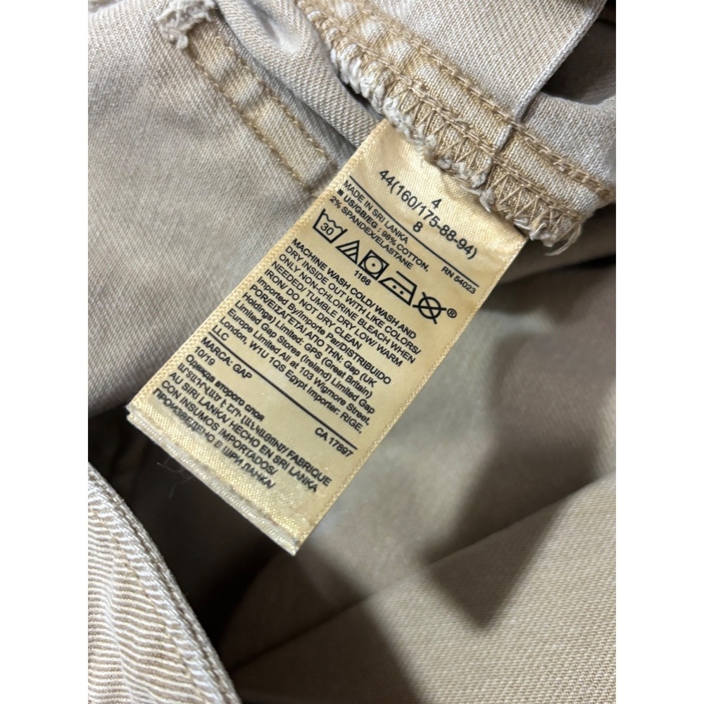 Gap Pants Womens 4 Tan High Rise Wide-Leg Crop Chino Khaki Stretch Cotton - Picture 12 of 12